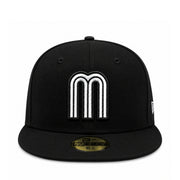 New Era Mexico Baseball Black White 59FIFTY Fitted Hat front view