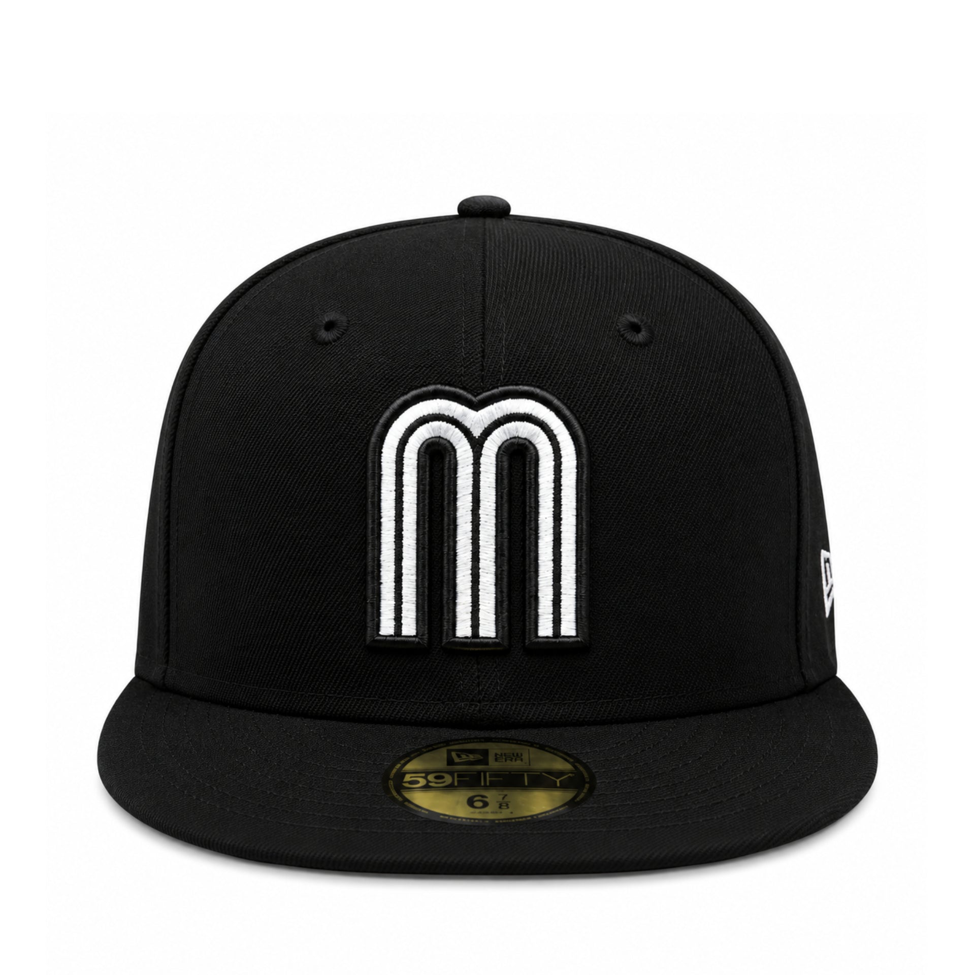 New Era Mexico Baseball Black White 59FIFTY Fitted Hat front view