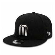 New Era Mexico Baseball Black White 9FIFTY Snapback Hat front left angle view