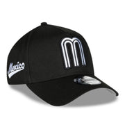 New Era Mexico Baseball Black White 9Forty A-Frame Snapback Hat front angle view