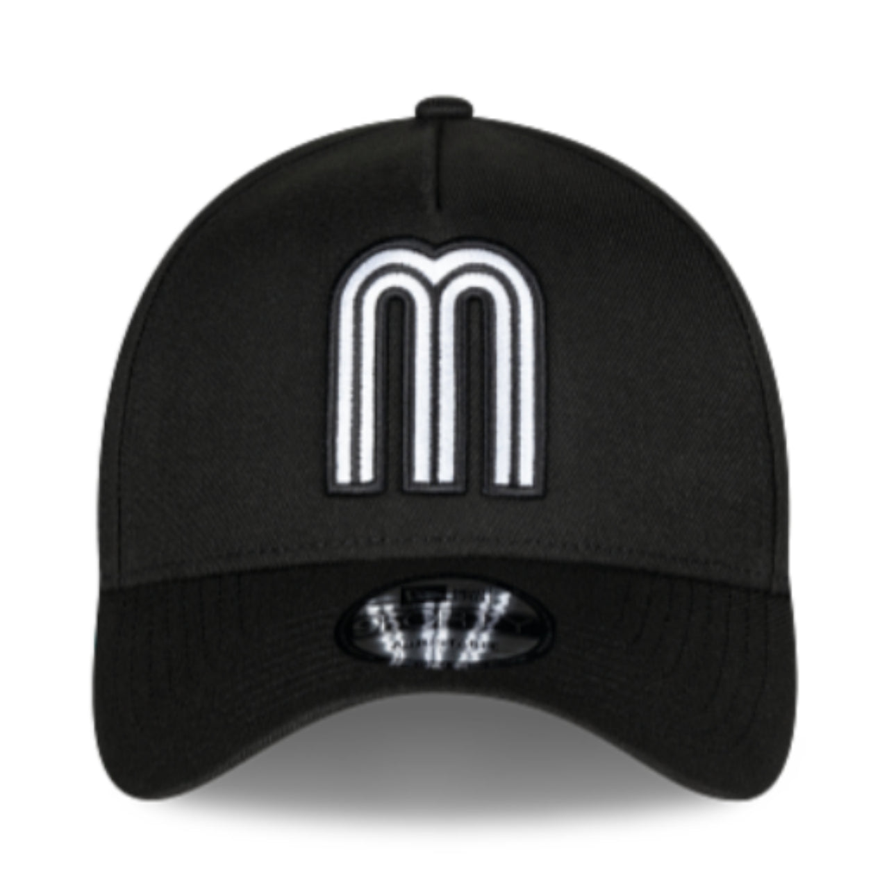 New Era Mexico Baseball Black White 9Forty A-Frame Snapback Hat front view