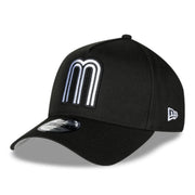 New Era Mexico Baseball Black White 9Forty A-Frame Snapback Hat front left view