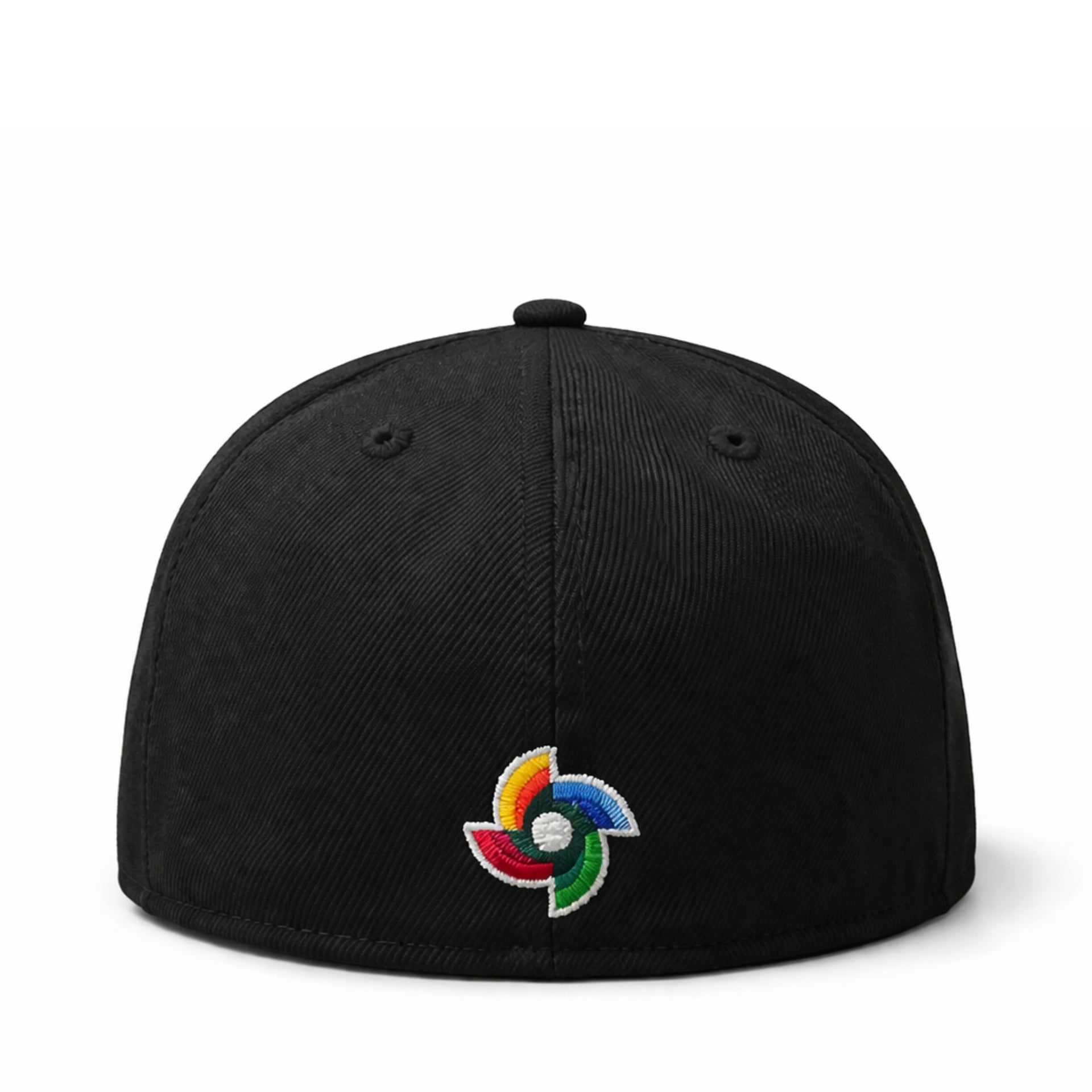 back view of New Era Mexico Baseball Back Born X Raised BXR 59FIFTY Fitted Hat Black Flag