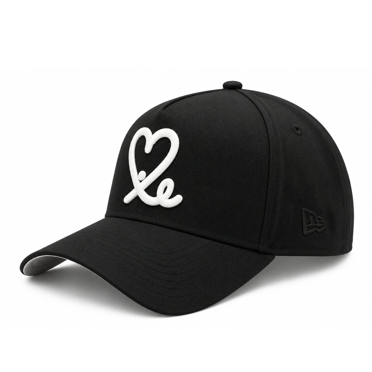 New Era Mexico Heart black 9FORTY A-Frame cap showing tonal New Era side logo and curved visor