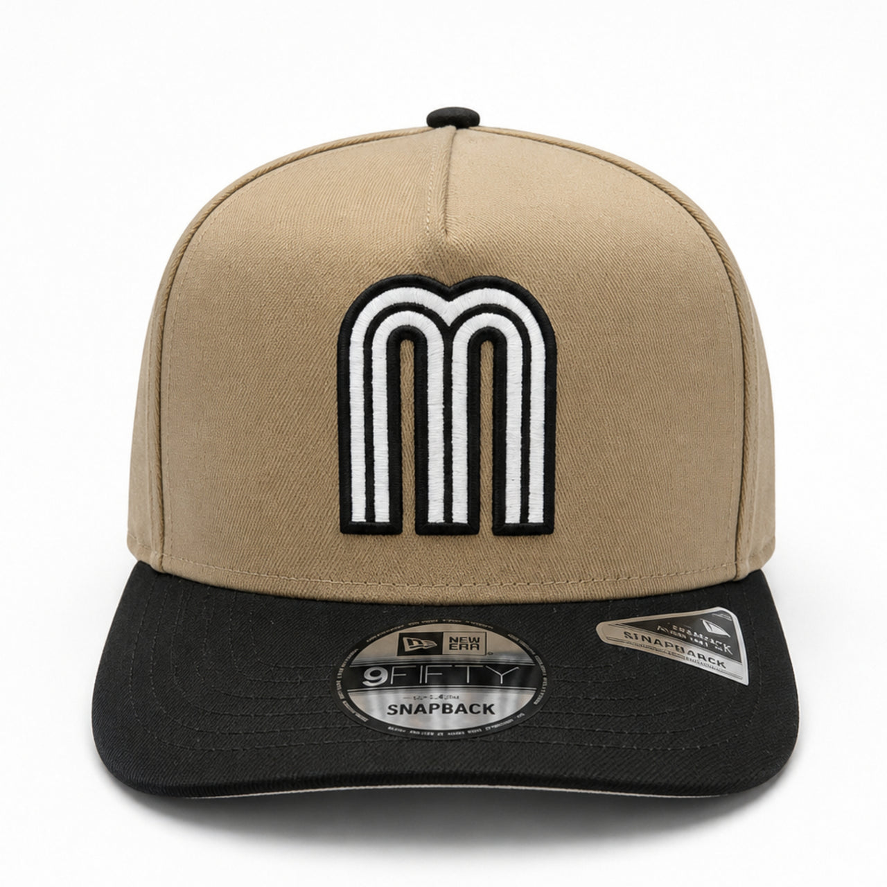 New Era Mexico Baseball Khaki Black 9FIFTY A-Frame Snapback Hat front view