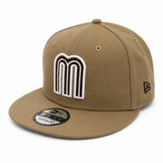 New Era Mexico Khaki Brown 9FIFTY Snapback Hat front right angle view