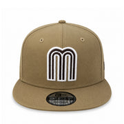 New Era Mexico Khaki Brown 9FIFTY Snapback Hat front view