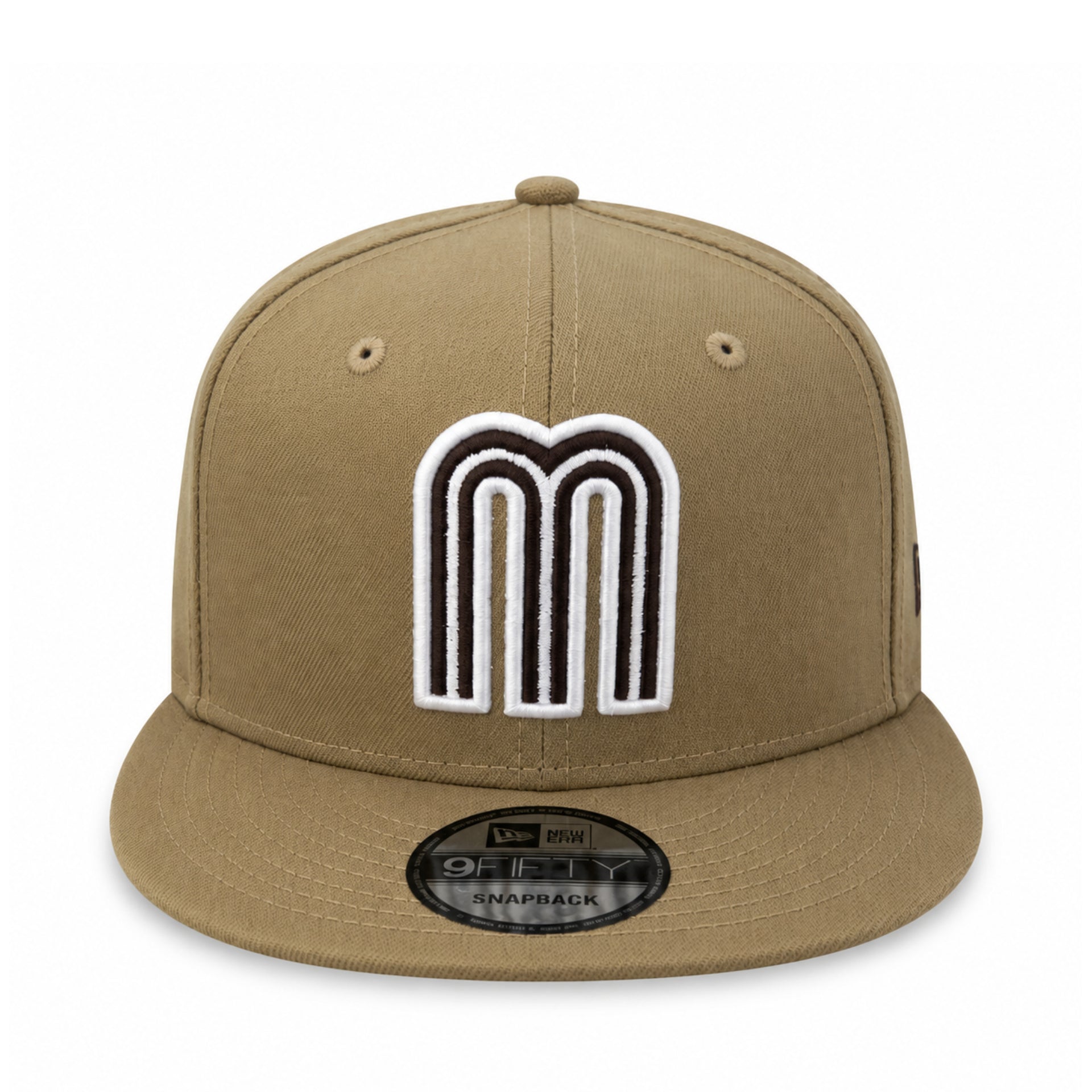 New Era Mexico Khaki Brown 9FIFTY Snapback Hat front view