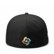 Black cap with a colorful wbc logo on a white background