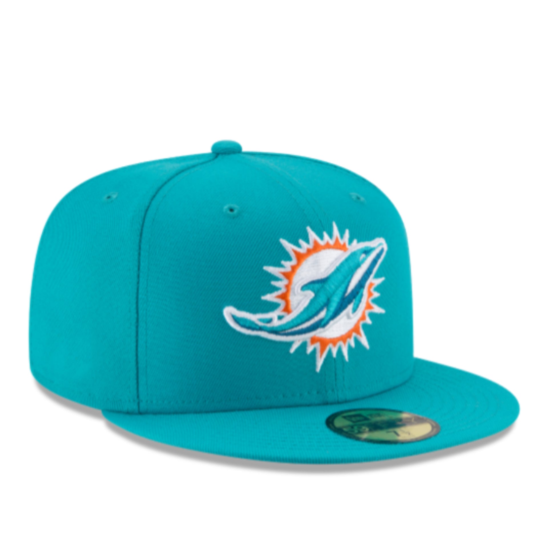 New Era NFL Miami Dolphins Teal Blue 59FIFTY Fitted Hat front right view