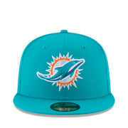 New Era NFL Miami Dolphins Teal Blue 59FIFTY Fitted Hat front view
