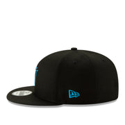 New Era Miami Marlins Black 9FIFTY Snapback Hat side view