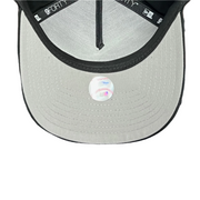 gray under visor view of new era black miami marlins 9forty a-frame snapback hat
