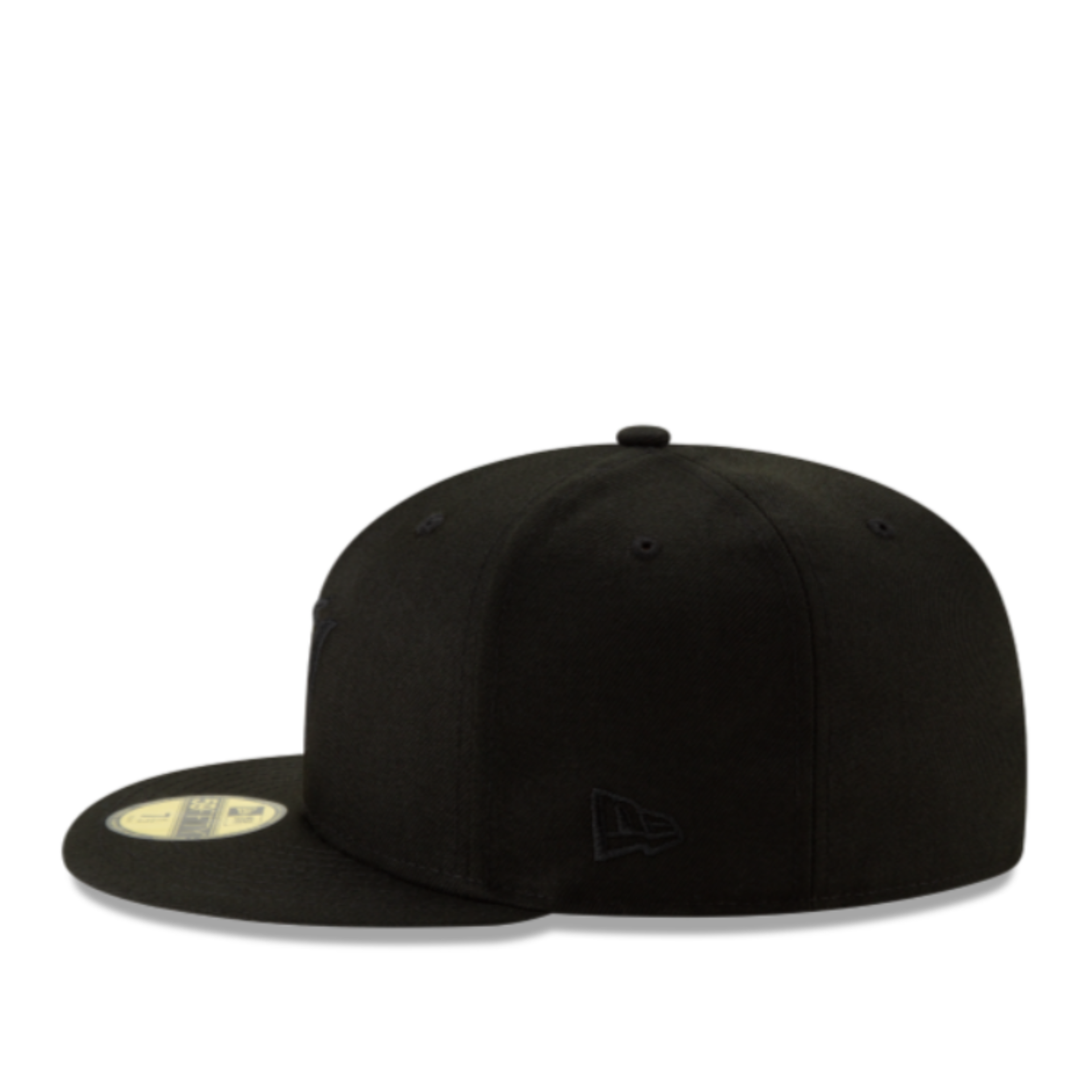 New Era Miami Marlins Black on Black 59FIFTY Fitted Hat left side view