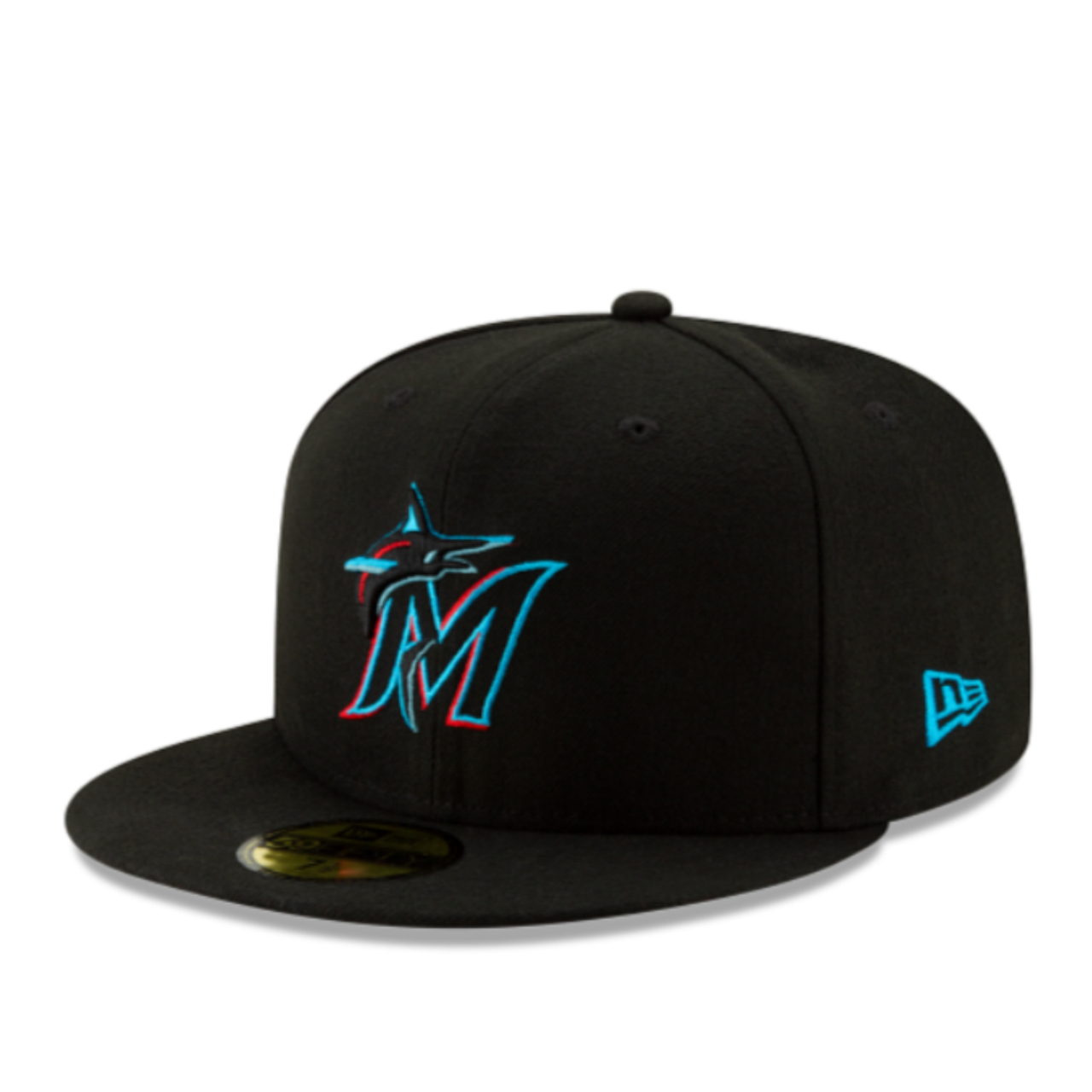 New Era Miami Marlins 59FIFTY On-Field Fitted Hat – Black front angle view