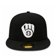 New Era Milwaukee Brewers 50th Anniversary Black 59FIFTY Fitted Hat front view