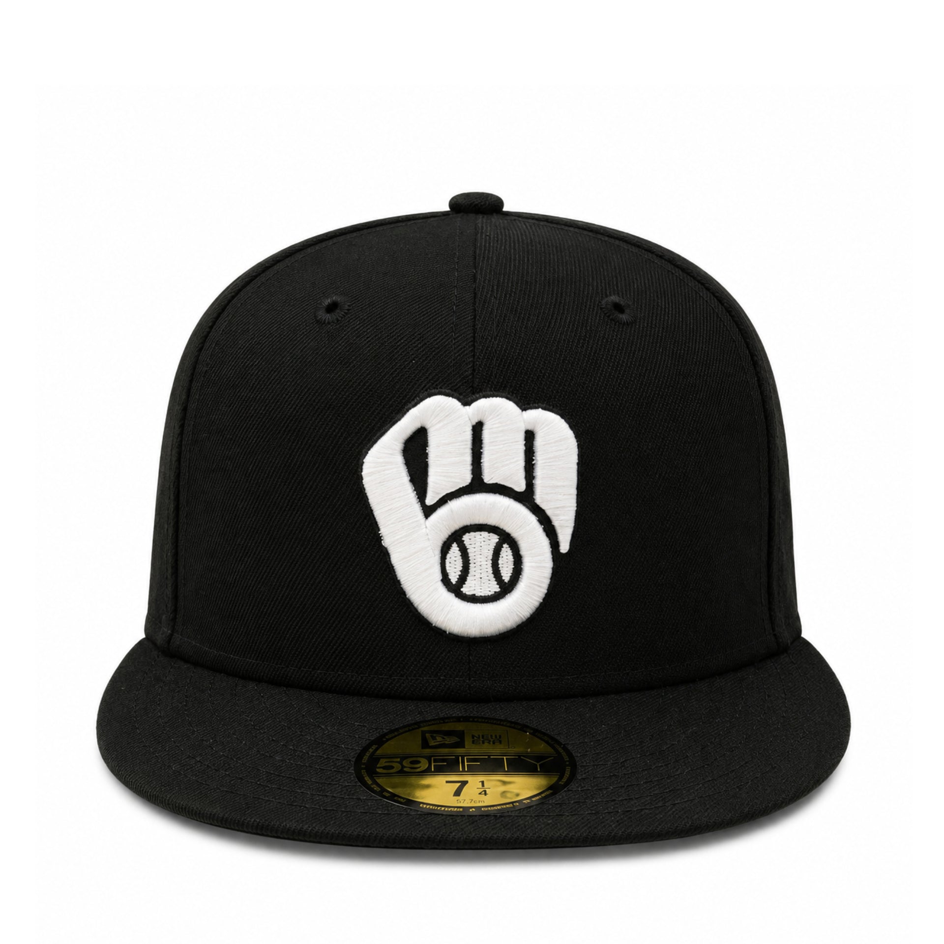 New Era Milwaukee Brewers 50th Anniversary Black 59FIFTY Fitted Hat front view