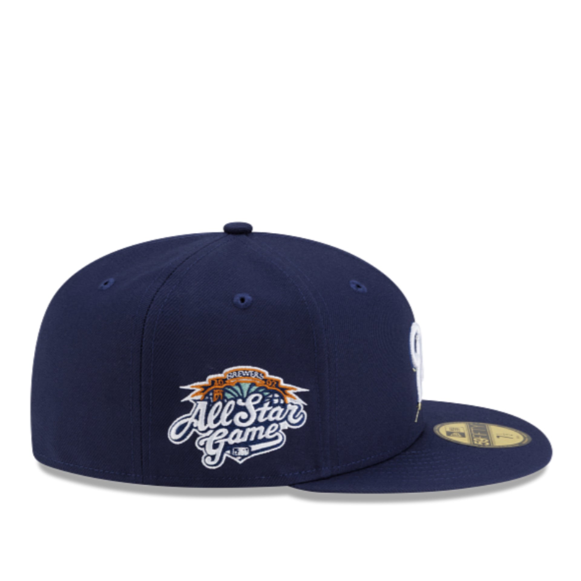 New Era Milwaukee Brewers 2002 All Star Game Navy 59FIFTY Fitted Hat side patch view