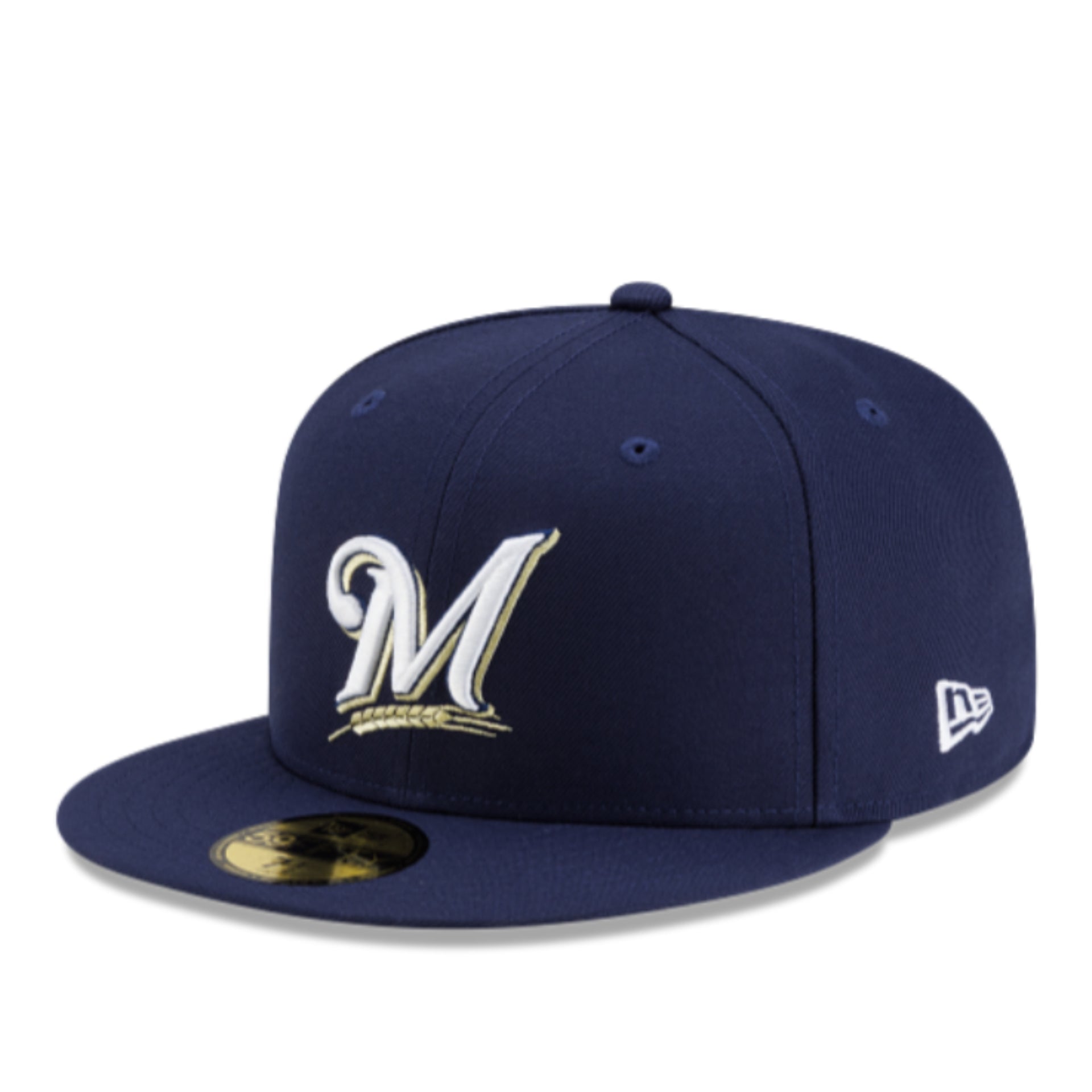 New Era Milwaukee Brewers 2002 All Star Game Navy 59FIFTY Fitted Hat front left angle view