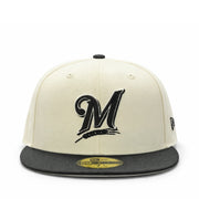 front of New Era Milwaukee Brewers Chrome Black 59FIFTY Fitted Hat