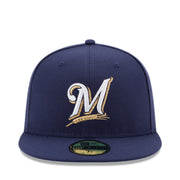 New Era Milwaukee Brewers Navy 59FIFTY Fitted Hat front view