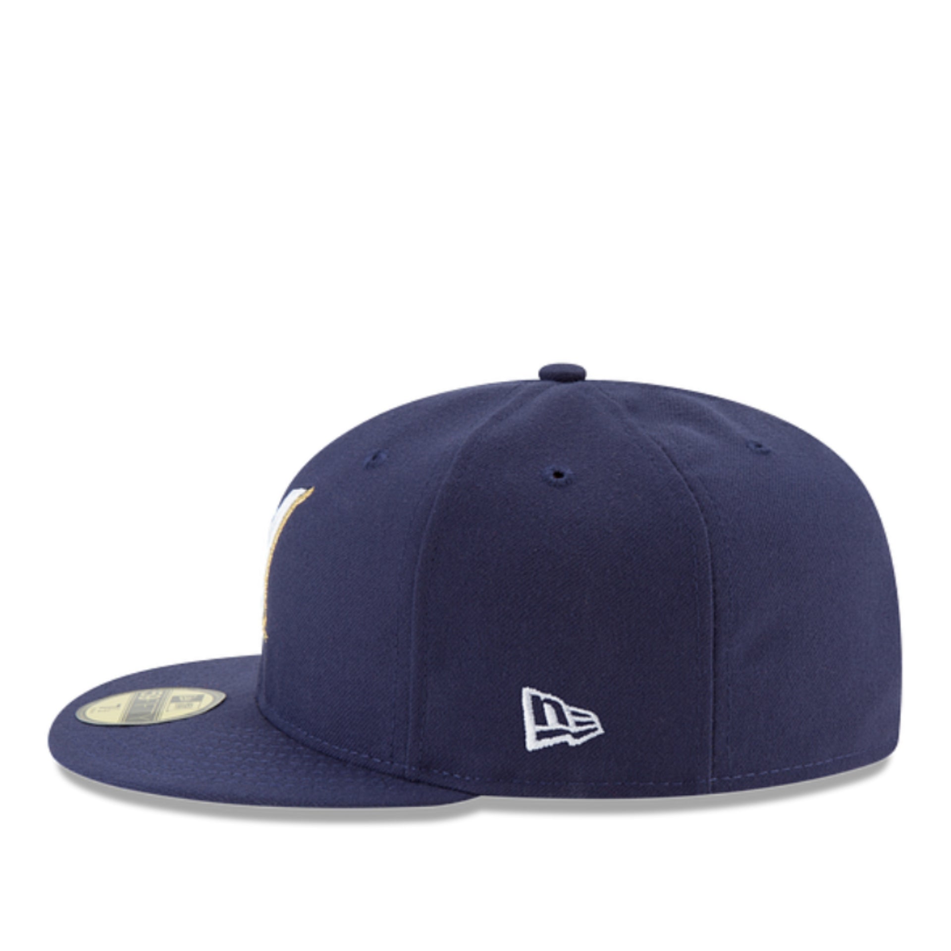 New Era YOUTH Milwaukee Brewers Navy 59FIFTY Fitted Hat left side view