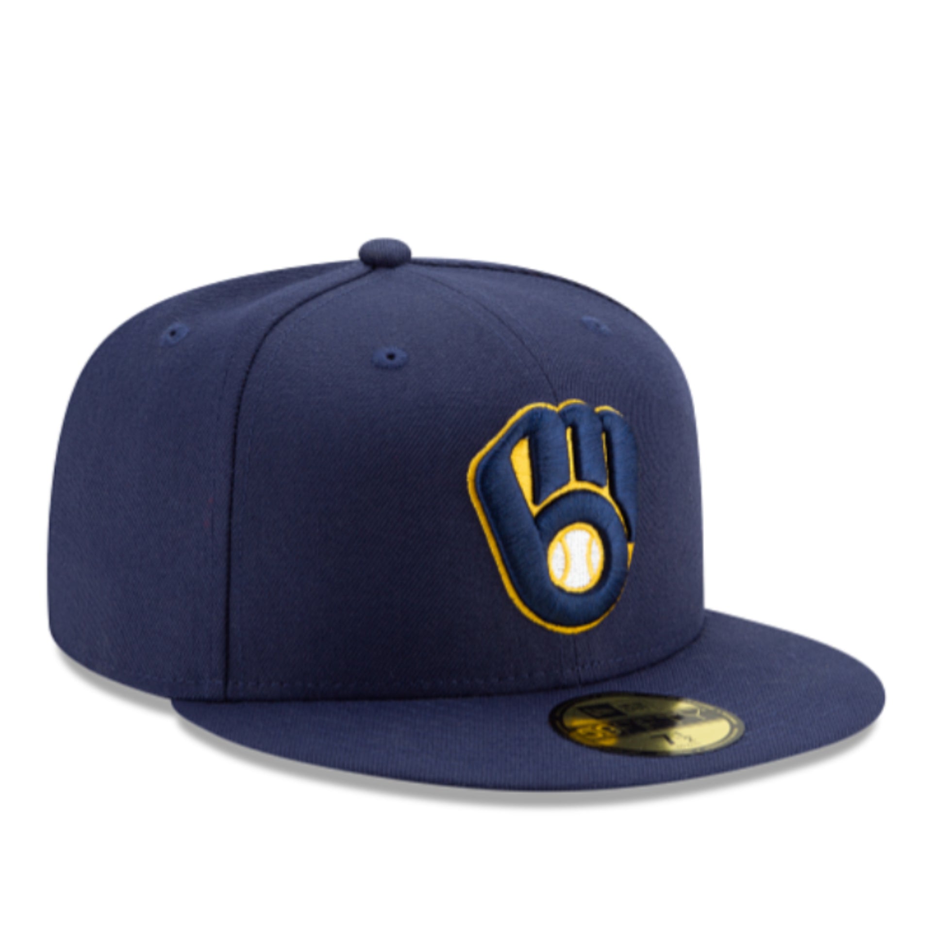 New Era Milwaukee Brewers Glove Authentic Collection 59FIFTY Fitted Hat front right view