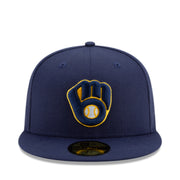 New Era Milwaukee Brewers Glove Authentic Collection 59FIFTY Fitted Hat front view