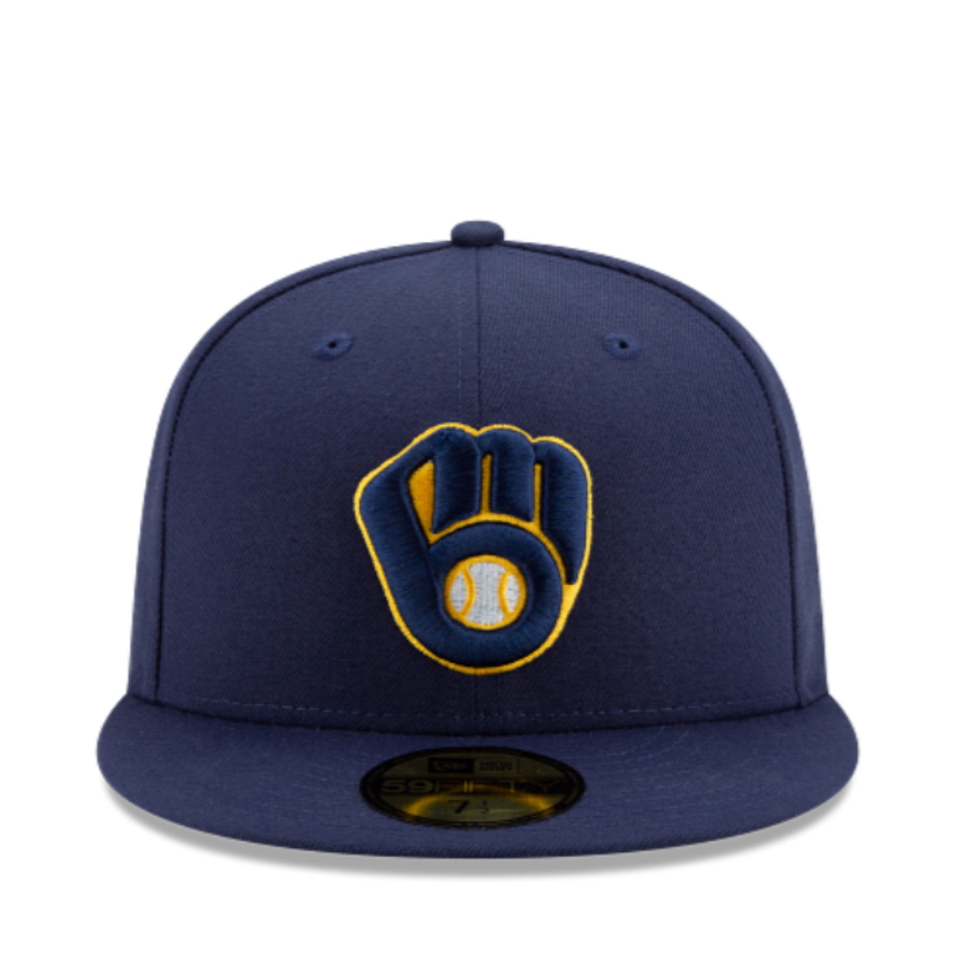 New Era Milwaukee Brewers Glove Authentic Collection 59FIFTY Fitted Hat front view