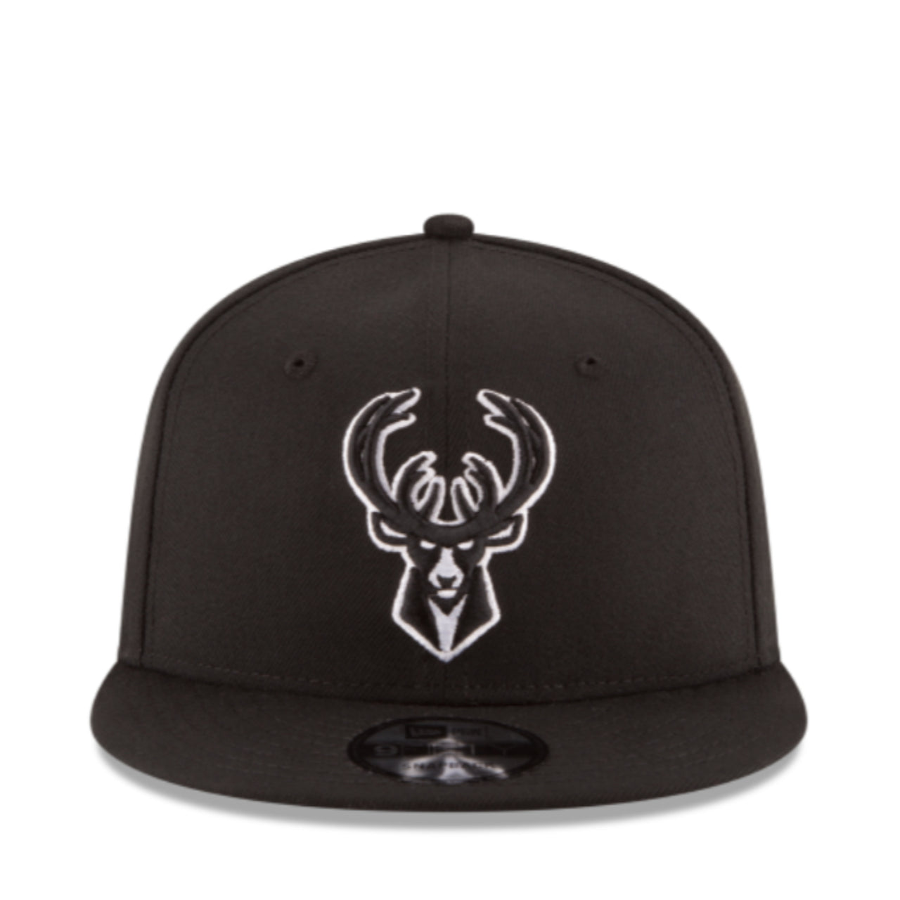 New Era Milwaukee Bucks Black 9FIFTY Snapback | NBA Hat front view