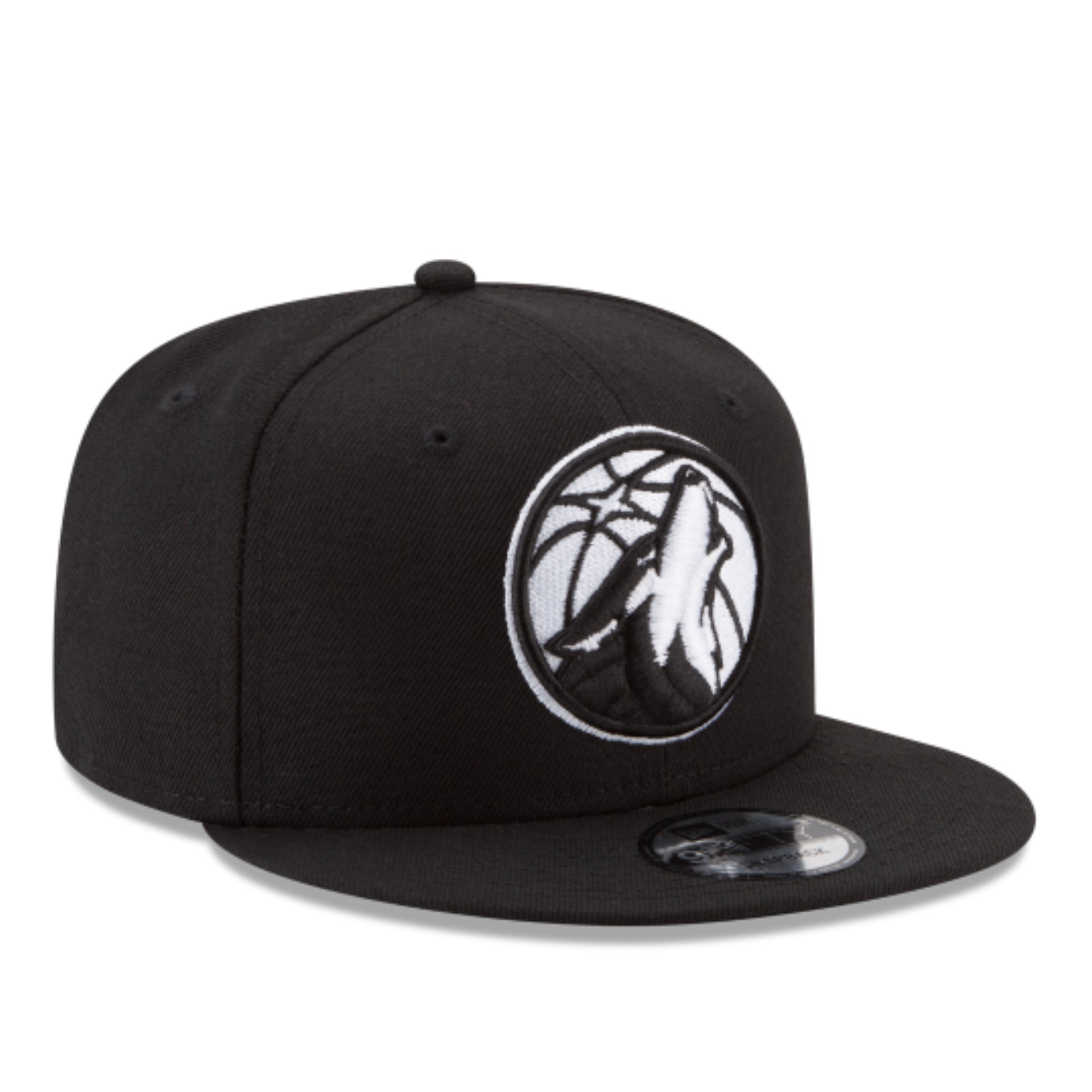 New Era Minnesota Timberwolves Black 9FIFTY Snapback Hat front right view