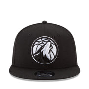 New Era Minnesota Timberwolves Black 9FIFTY Snapback Hat front view