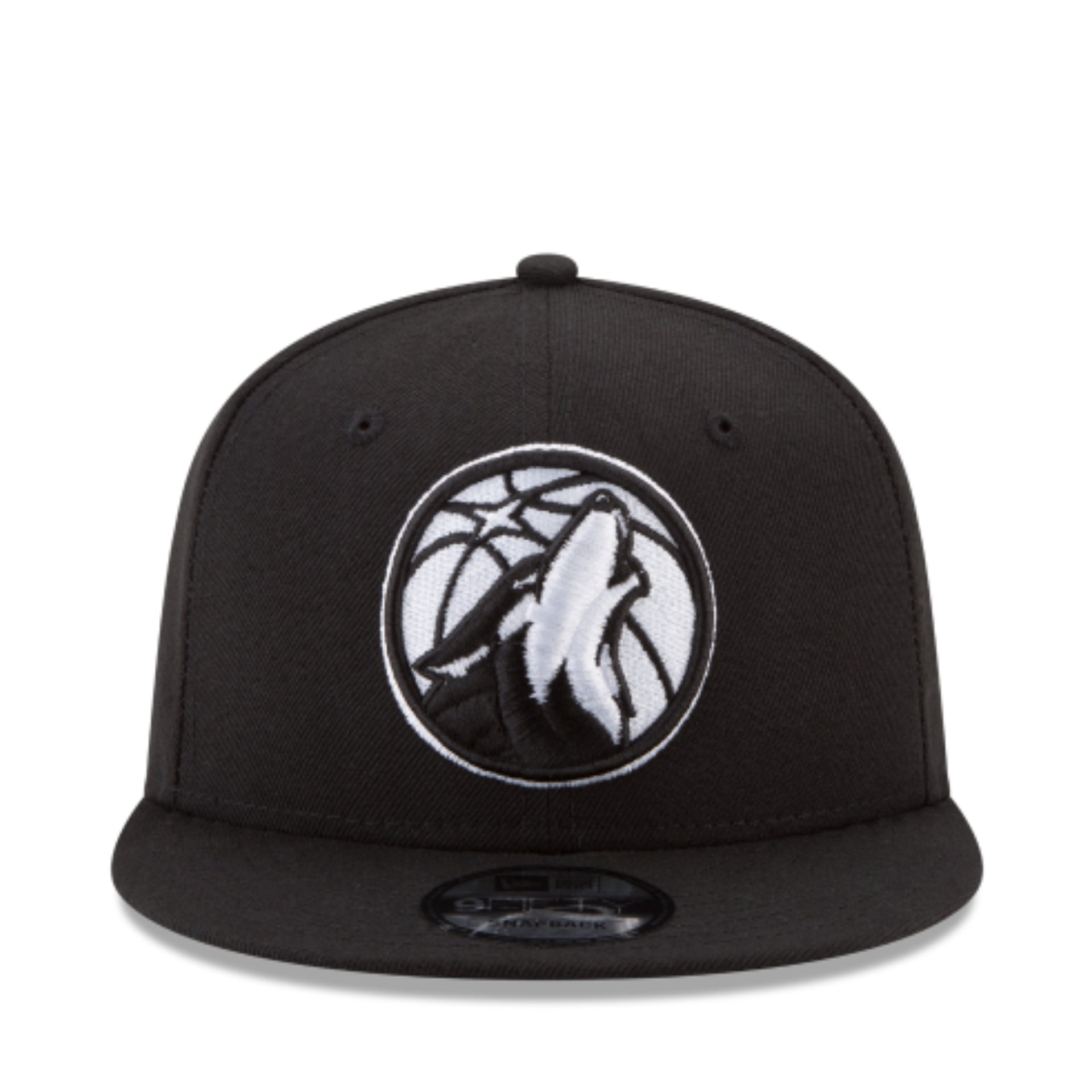 New Era Minnesota Timberwolves Black 9FIFTY Snapback Hat front view