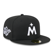 Minnesota Twins 1987 World Series Black White 59FIFTY Fitted Hat front right angle view