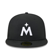 Minnesota Twins 1987 World Series Black White 59FIFTY Fitted Hat front view