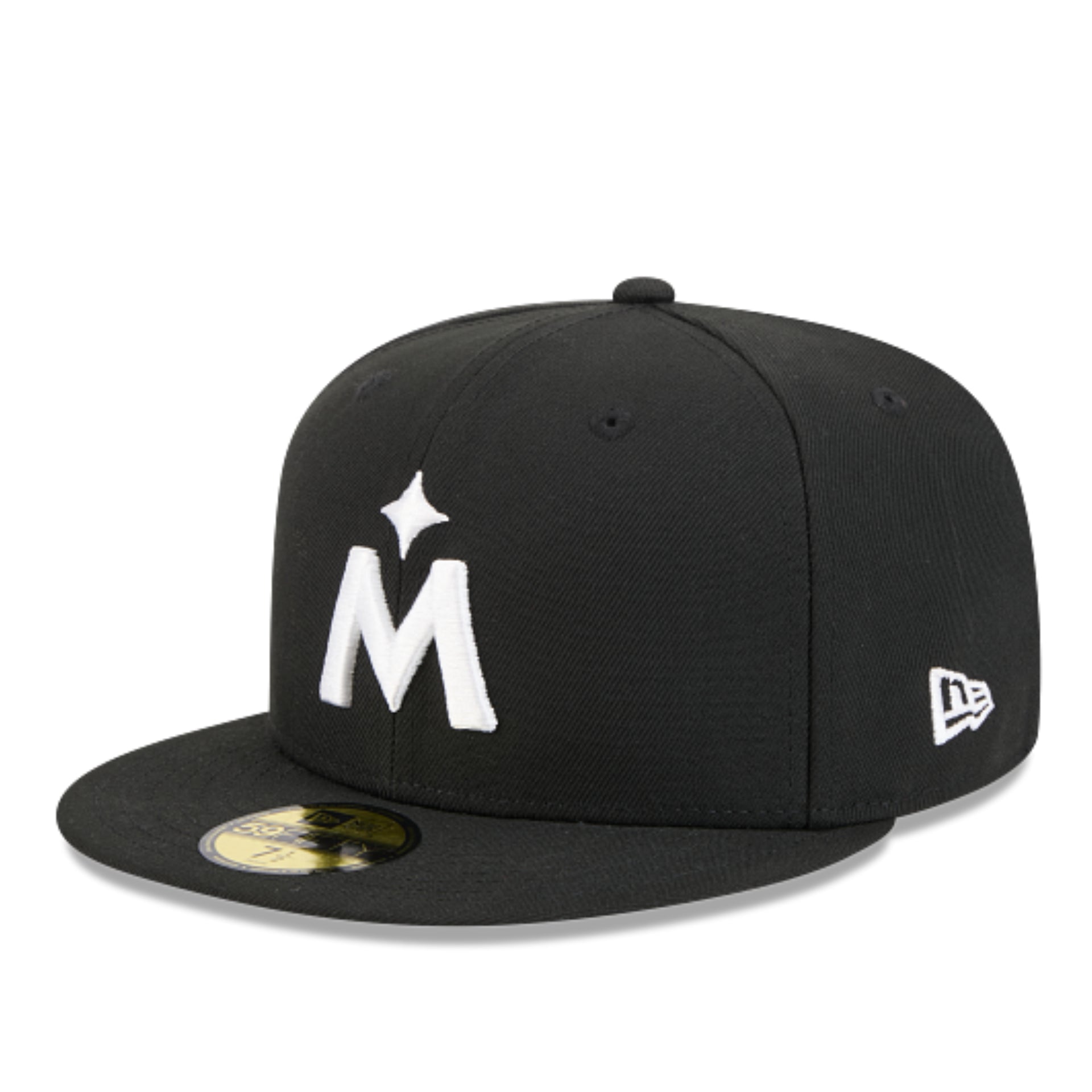 Minnesota Twins 1987 World Series Black White 59FIFTY Fitted Hat front left angle view