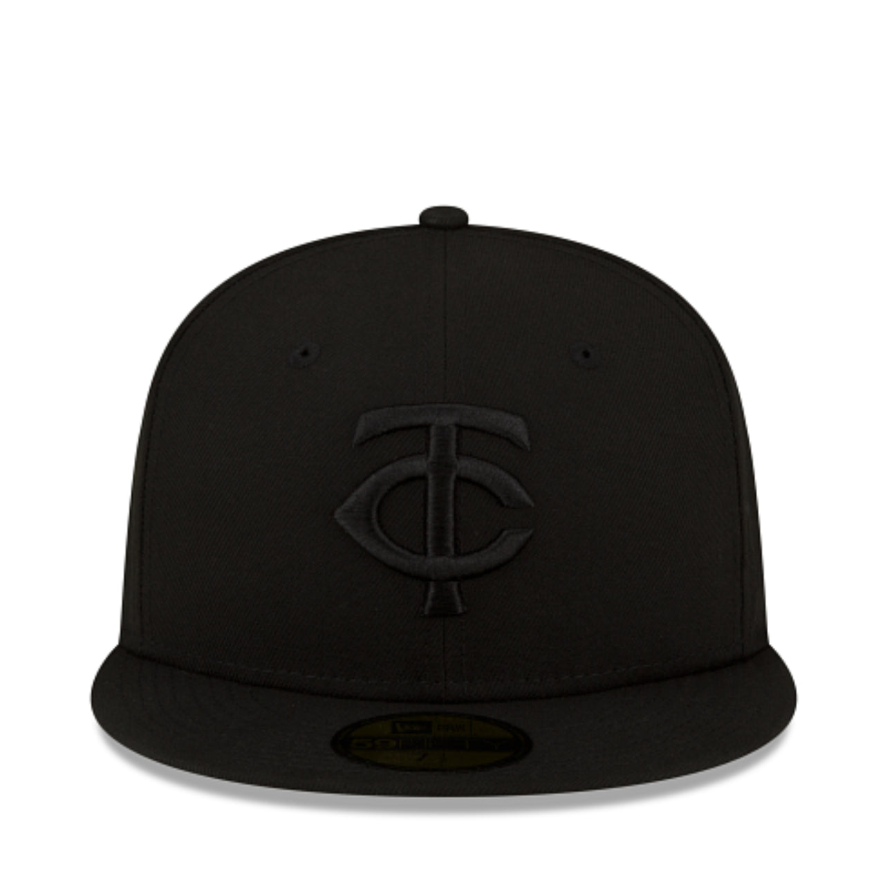 New Era Minnesota Twins TC Black on Black 59FIFTY Fitted Hat front view