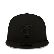 New Era Minnesota Twins TC Black on Black 59FIFTY Fitted Hat front view