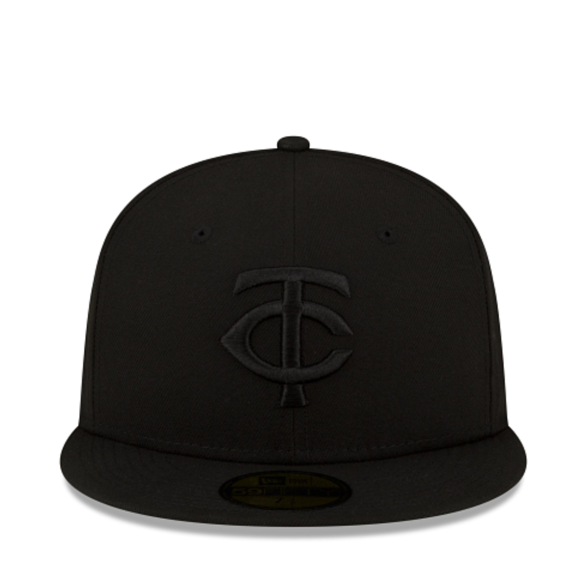 New Era Minnesota Twins TC Black on Black 59FIFTY Fitted Hat front view