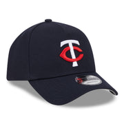 New Era Minnesota Twins Navy A-Frame 9FORTY Snapback Hat front right angle view