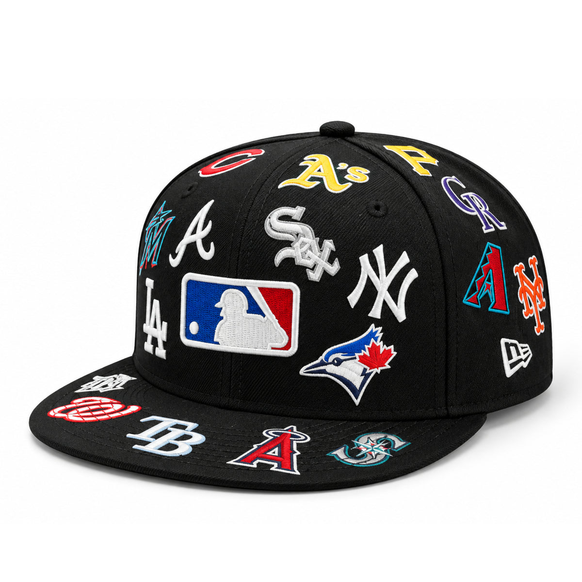 New Era MLB All Over Team Logo Black 9FIFTY Snapback Hat