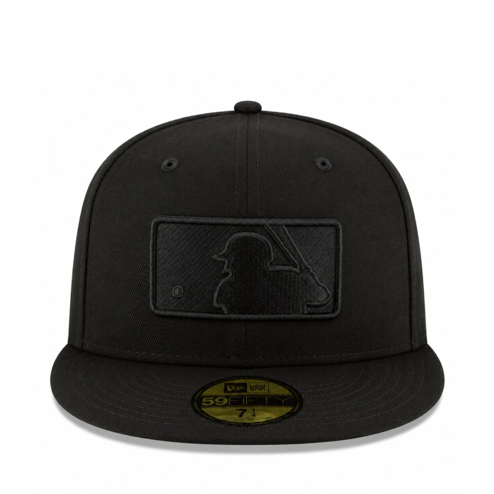 New Era 59Fifty Batterman Umpire Logo All Black Fitted Hat front view