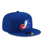 New Era Montreal Expos Royal Blue 59FIFTY Fitted Hat front right angle view