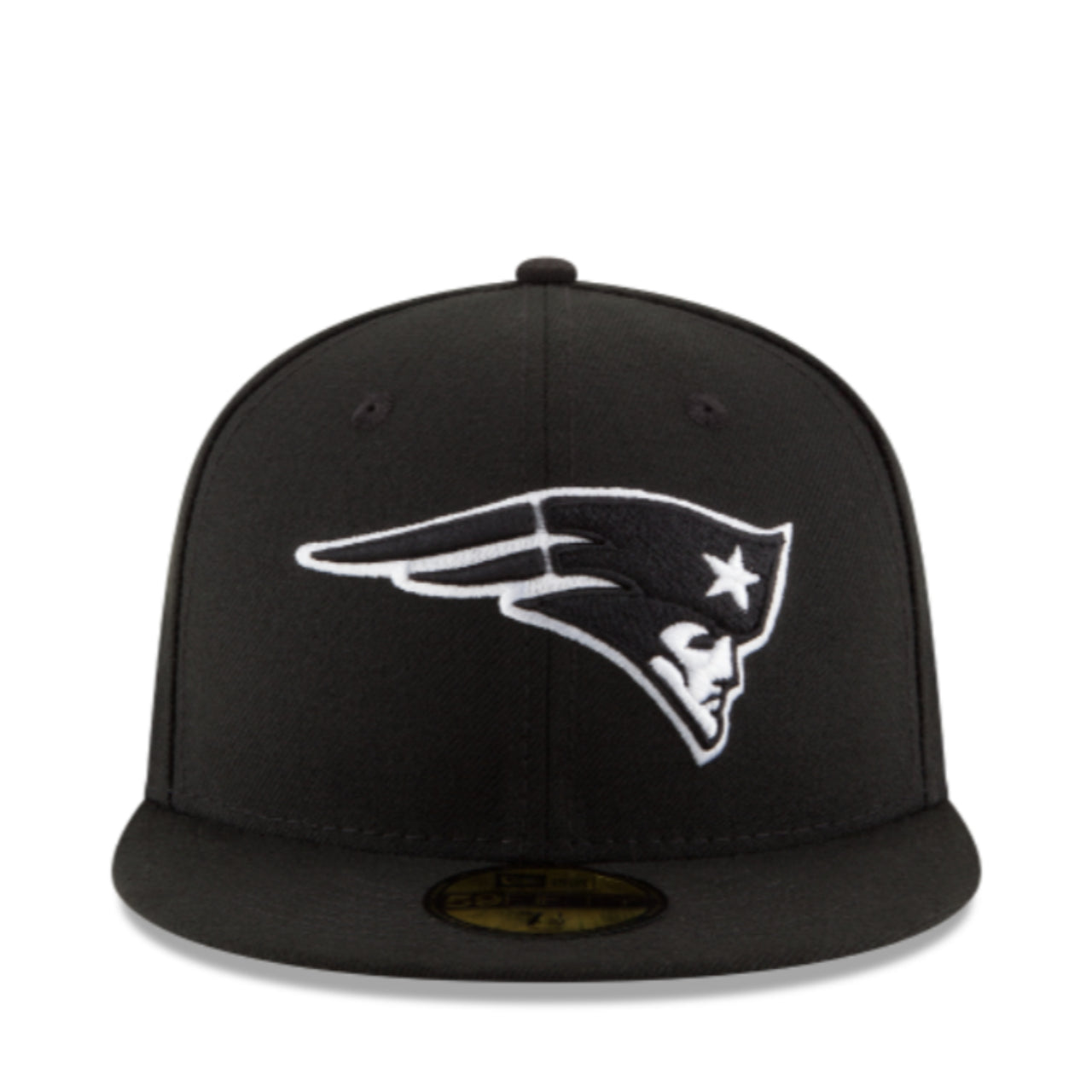 New Era New England Patriots Black White 59FIFTY Fitted Hat front view