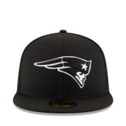 New Era New England Patriots Black White 59FIFTY Fitted Hat front view