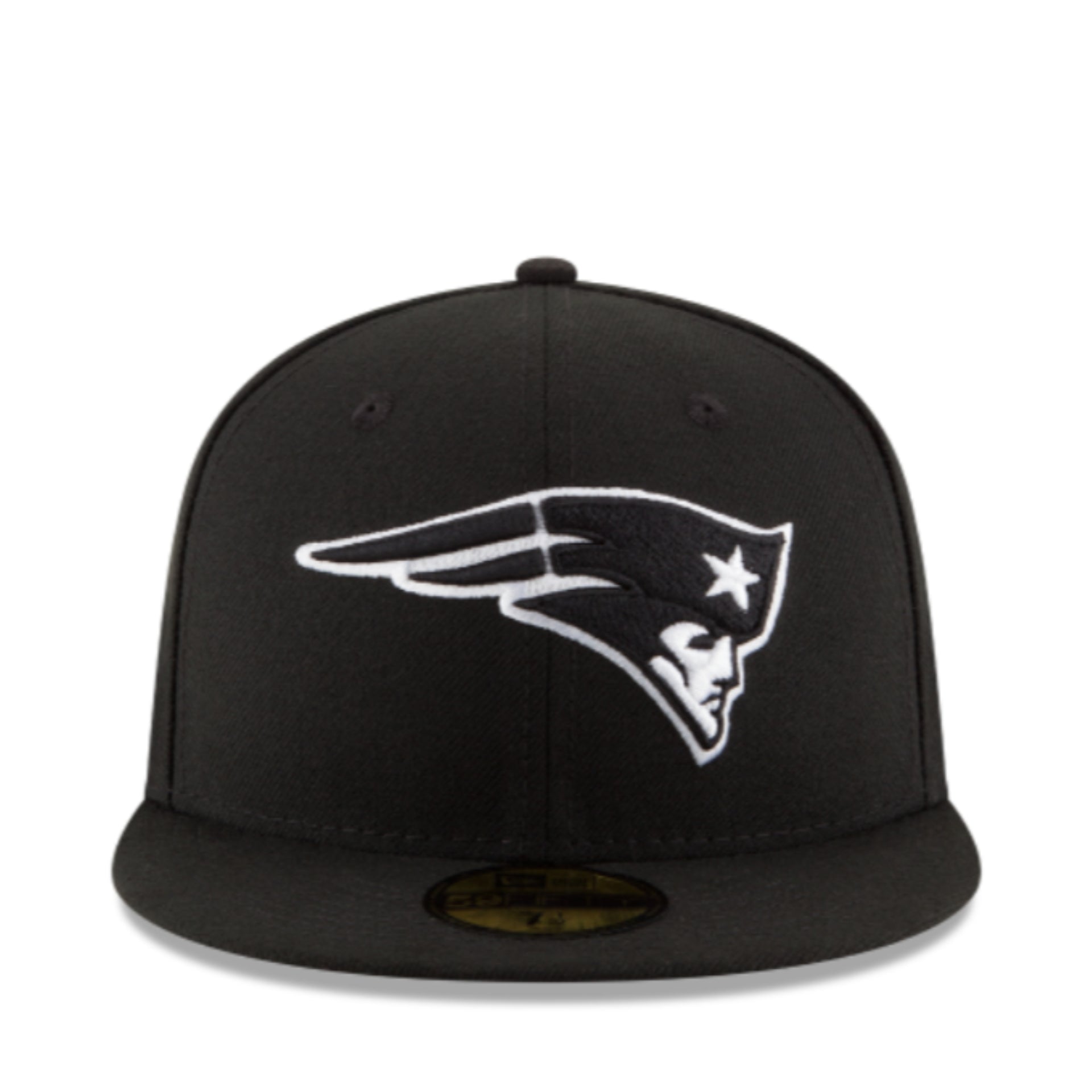 New Era New England Patriots Black White 59FIFTY Fitted Hat front view