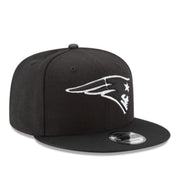 New Era  New England Patriots Black White 9Fifty Snapback Hat front right view