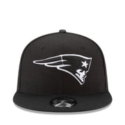 New Era  New England Patriots Black White 9Fifty Snapback Hat front view