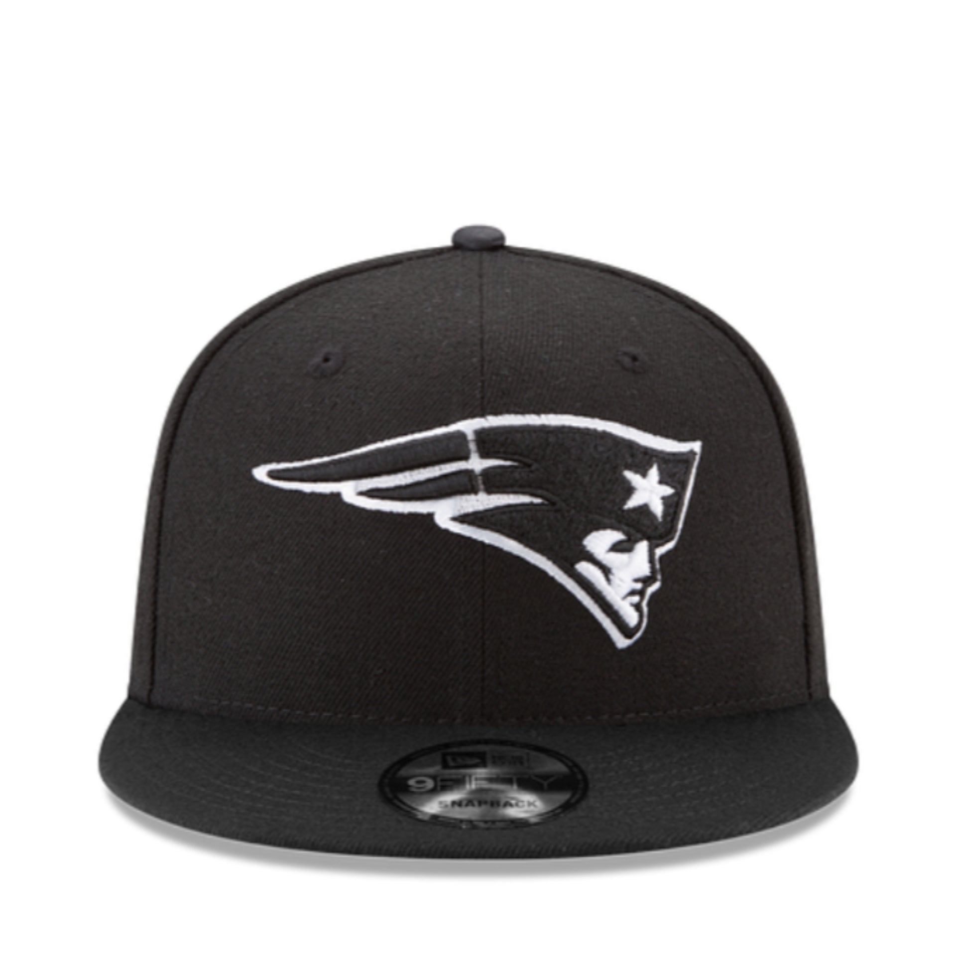 New Era  New England Patriots Black White 9Fifty Snapback Hat front view