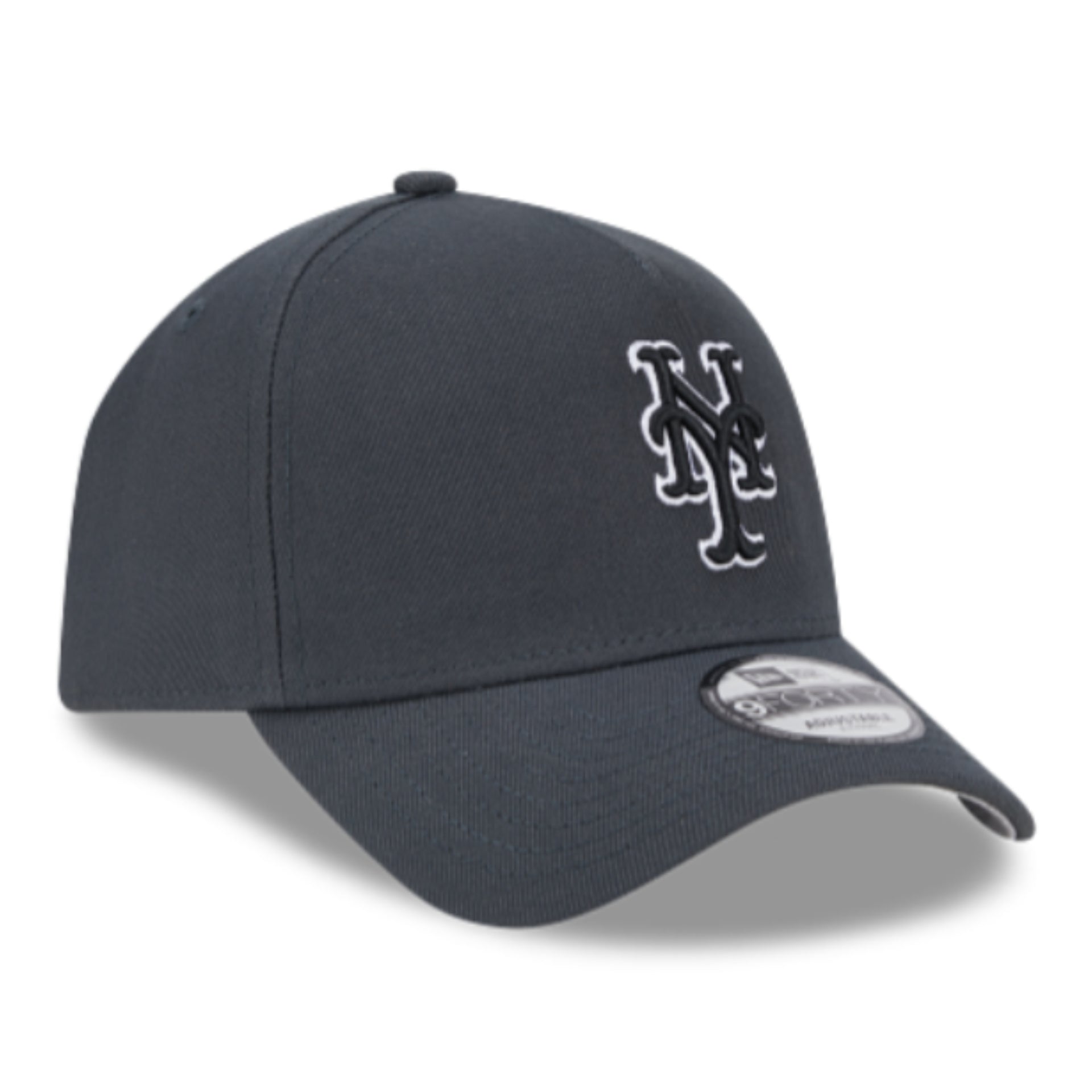New Era New York Mets Dark Graphite 9FORTY A-Frame Snapback Hat front right angle view
